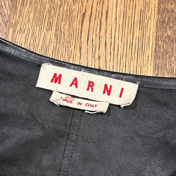 Marni Lambskin Lamb Leather Peplum Assymetrical Black Jacket Womens 40 - Picture 13 of 16